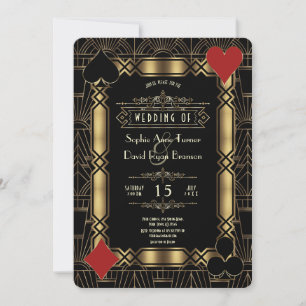 Invitation Soirée de Casino Gold Art Déco 1920 Gatsby Mariage