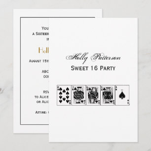 Invitation Soirée de Casino Poker Quinte Flush Royale Pique