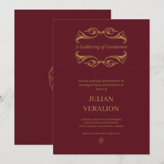 Invitation Soirée de célibataire de luxe vintage Bourgogne et