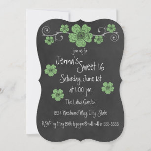 Invitation Soirée de Chalkboard Rose Wild Mint Green