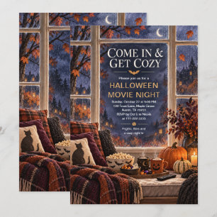 Invitation Soirée de cinéma cosy pour Halloween