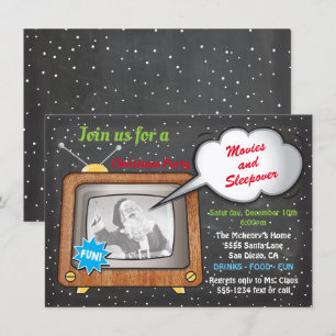 Invitation Soirée de cinéma de Noël Retro TV Party