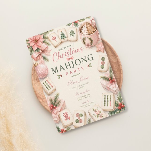 Invitation Soirée de cocktail de Noël de Mahjong (Créateur téléchargé)