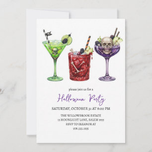 Invitation Soirée de cocktail effrayante Halloween