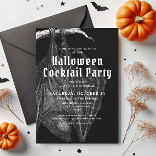 Invitation Soirée de cocktails Halloween Chauves-souris Vinta