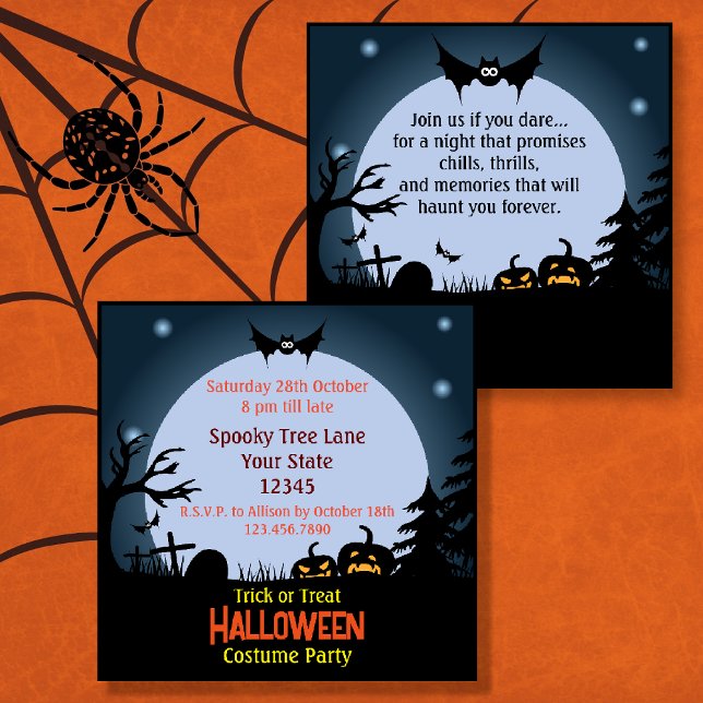 Invitation Soirée de costume d'Halloween effrayante (Creepy Halloween Scene Costume Party Invitations)