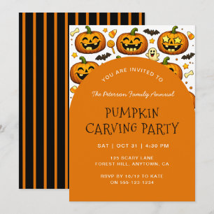 Invitation Soirée de découpage de citrouille d'Halloween Jack