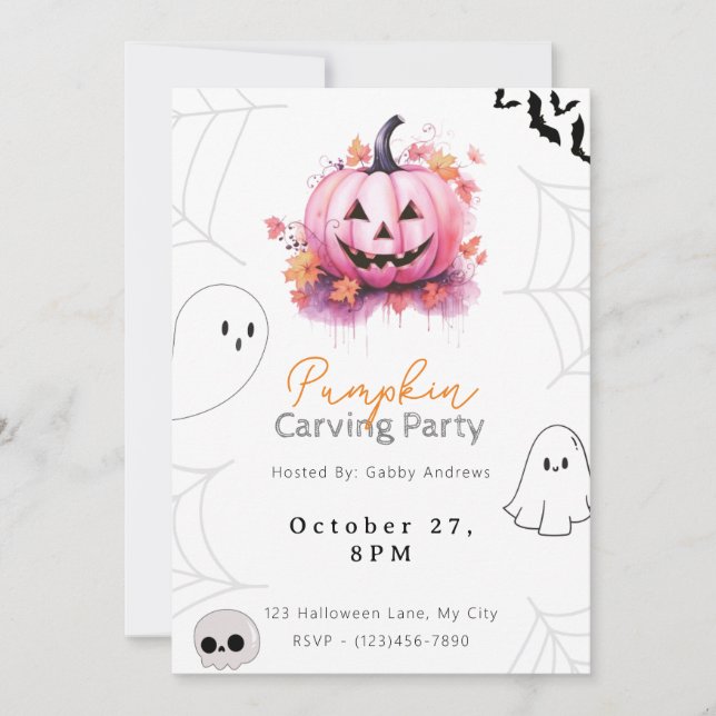 Invitation Soirée de découpage de citrouille Jack-O' Lantern  (Devant)