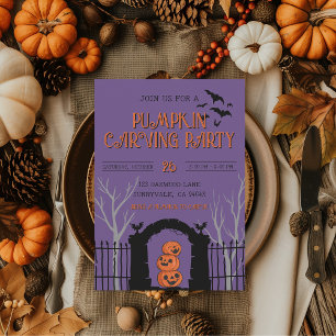 Invitation Soirée de découpage de citrouilles Automne effraya