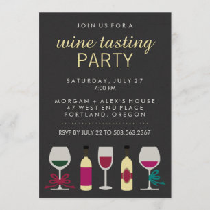 Invitation Soirée de dégustation de vin noir moderne