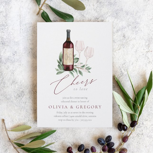 Invitation Soirée de Dégustation de Vins (Elegant wine theme rehearsal dinner invitations)