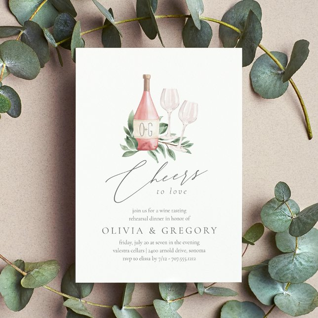 Invitation Soirée de Dégustation de Vins (Elegant wine theme rehearsal dinner invitations)
