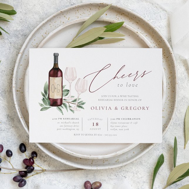 Invitation Soirée de Dégustation de Vins (Elegant wine theme rehearsal dinner invitations)