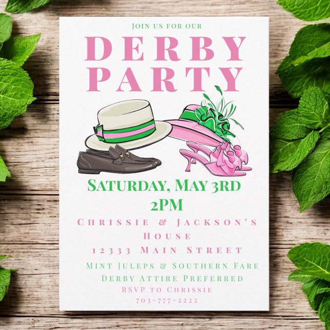 Invitation Soirée de Derby avec chapeaux élégants mode chauss (Créateur téléchargé)