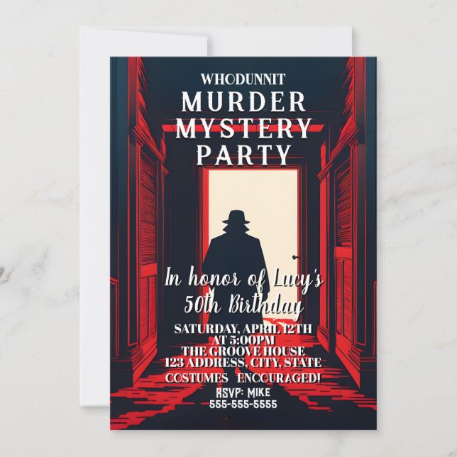 Invitation soirée de détective mystère de meurtre à résoudre (Devant)