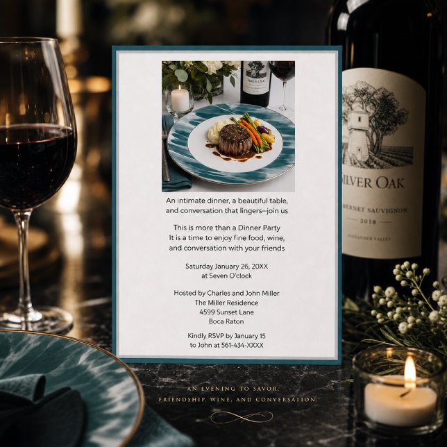 Invitation Soirée de dîner de nourriture et de vin gourmets m (Créateur téléchargé)
