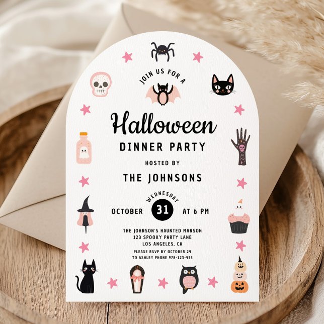 Invitation Soirée de dîner d'Halloween mignonne (Cute Halloween Dinner Party Invitation)