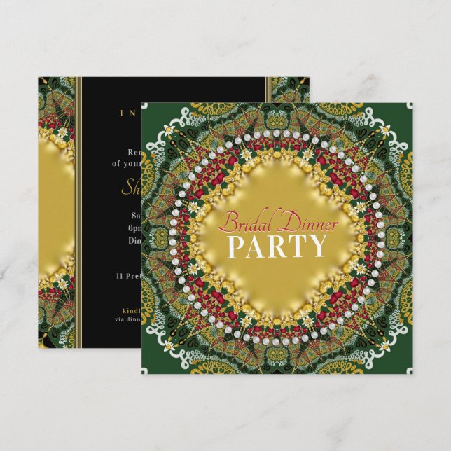 Invitation Soirée de dîners en dentelle de couleur rouge ceri (Devant / Derrière)