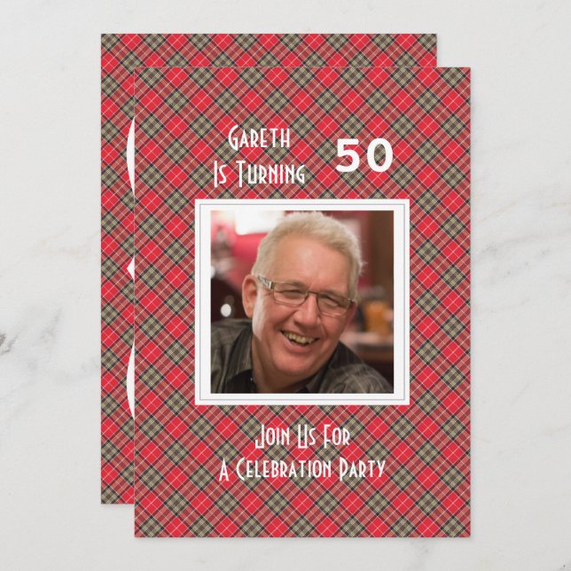 Invitation Soirée de fête à thème écossaise Tartan (Devant / Derrière)