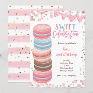 Invitation Soirée de fête de la fille Macaron fête d'annivers