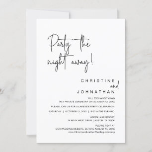 Invitation Soirée de fête, dîner Mariage Elopement