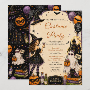 Invitation Soirée de fête en costumes d'Halloween