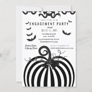 Invitation Soirée de fiançailles d'Halloween Citrouille Noir 