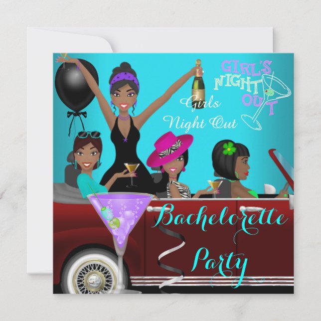 Invitation Soirée de Fiançailles Teal Voiture Limousine Fun C (Devant)