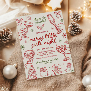 Invitation Soirée de filles de Noël dessinée à la main avec f