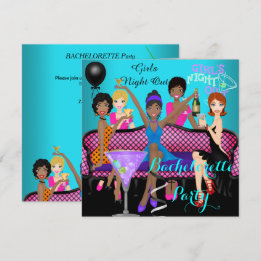 Invitation Soirée de Filles Teal Rose Amusant Cocktail 4