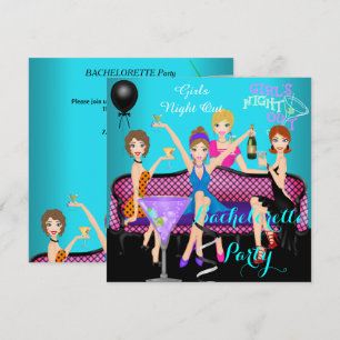Invitation Soirée de Filles Teal Rose Amusant Cocktails pour 