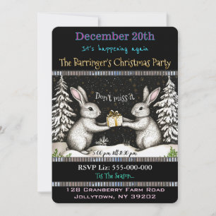 Invitation Soirée de Fun & Nourriture de Noël de Bunny