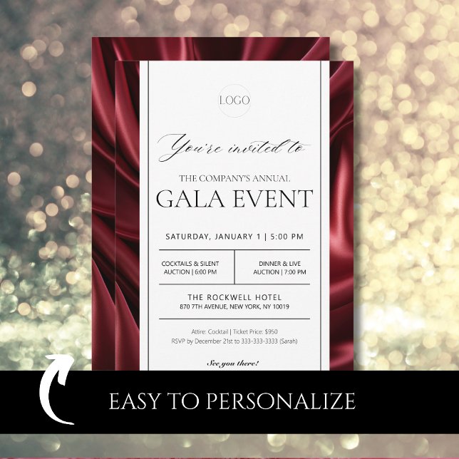 Invitation Soirée de gala élégante de collecte de fonds en sa (Créateur téléchargé)