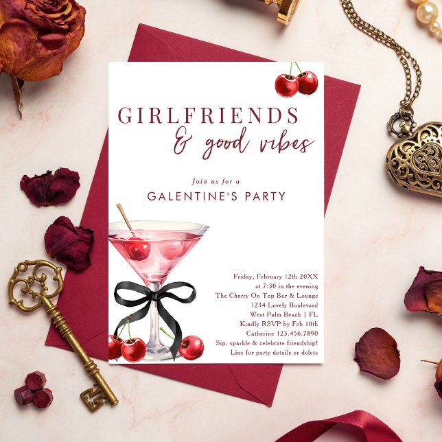 Invitation Soirée de Galentines au Martini Cerise à l'Arc chi (Créateur téléchargé)