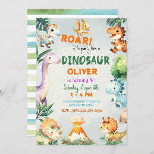 Invitation Soirée de garçon comme un anniversaire de dinosaur