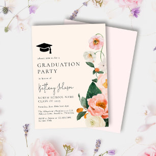 Invitation Soirée de graduation florale rose élégant