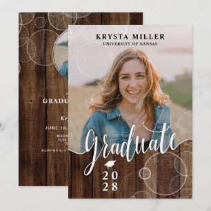 Invitation Soirée de Graduation Photo Script Rustique