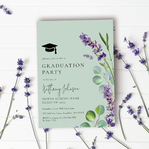 Invitation Soirée de graduation verte simple et élégante