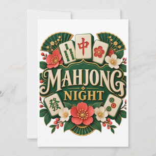 Invitation Soirée de jeu de Mahjong élégante à motif floral