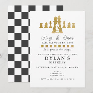 Invitation Soirée de jeu d'échecs Appel à vos chevaliers Or A