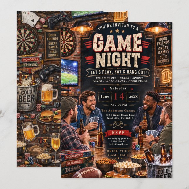 Invitation Soirée de Jeux Amusante (Devant / Derrière)
