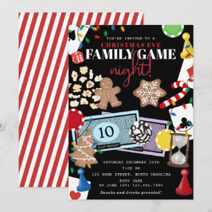 Invitation Soirée de jeux de société de Noël en famille