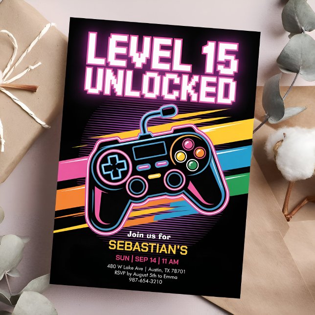 Invitation Soirée de jeux vidéo pour adolescents (Créateur téléchargé)