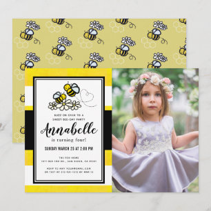 Invitation Soirée de la fête des abeilles mignonne Jaune Phot