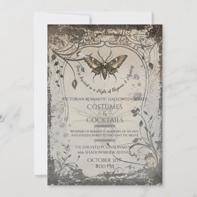 Invitation Soirée de la fête gothique d'Halloween de la mite  (Devant)
