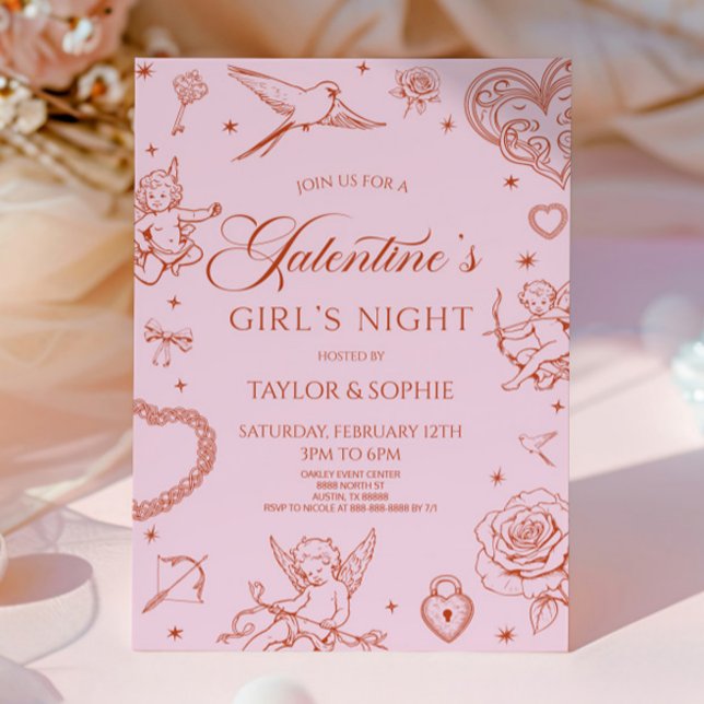Invitation Soirée de la Galentine pour la Saint-Valentin (Créateur téléchargé)