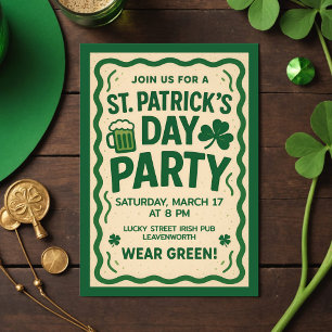 Invitation Soirée de la Saint-Patrick Pub Irlandais Vintage B