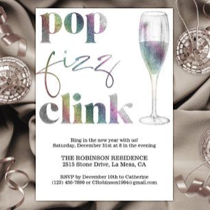 Invitation Soirée de la Saint Sylvestre Rainbow Sparkle Cheer