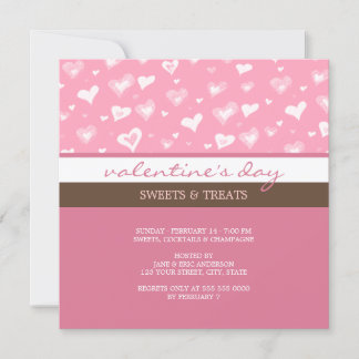 Invitation Soirée de la Saint Valentin rose et Brown