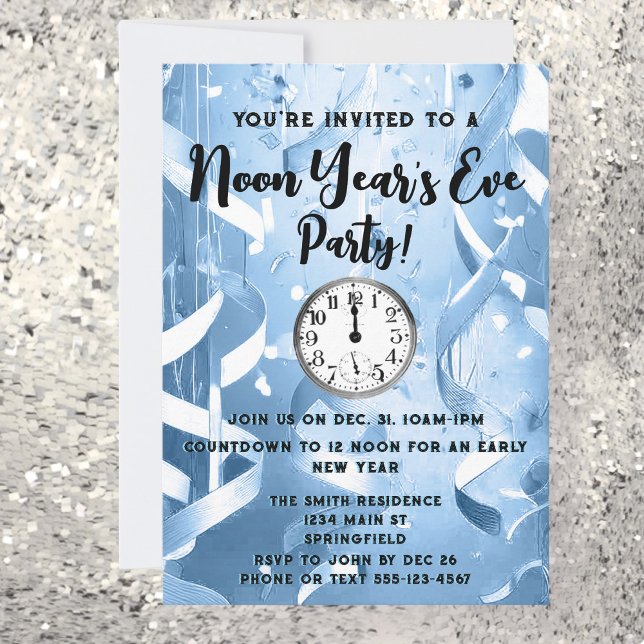 Invitation Soirée de l'année de l'Élégant Lit Bleu clair (Créateur téléchargé)